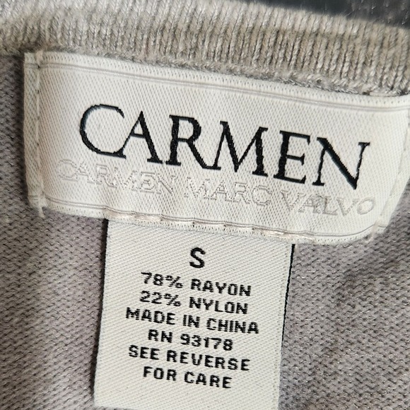 Carmen gray 3/4‎ sleeve zip front cardigan womens size small - Picture 7 of 7